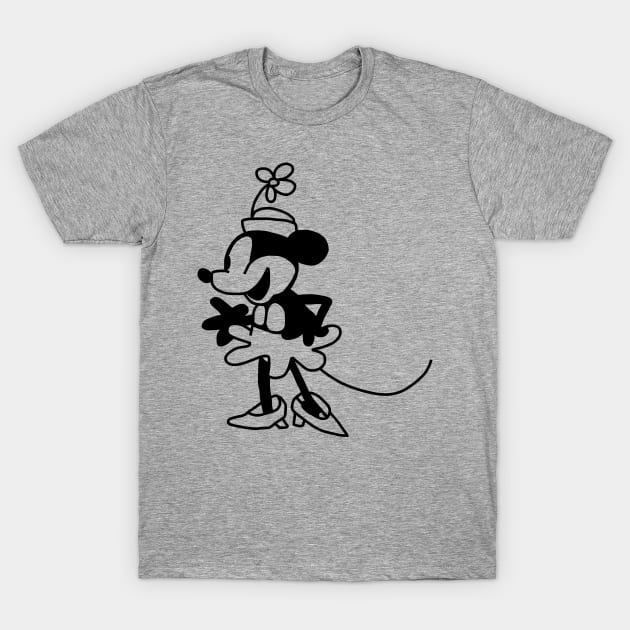 Steamboat Willie Chatty Cartoon Girl Mouse T-Shirt by ellenhenryart